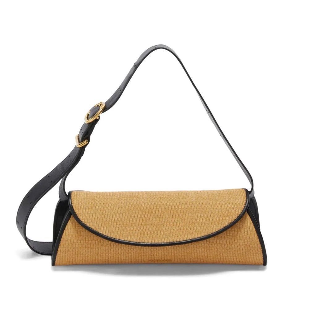 Jil Sander small Cannolo interwoven raffia shoulder bag